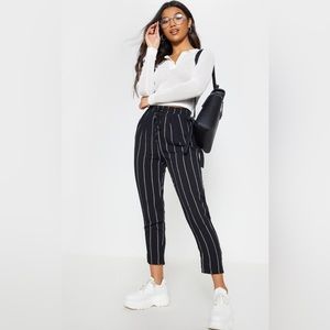 Pretty Little Thing Black White Stripe Cropped Pants
